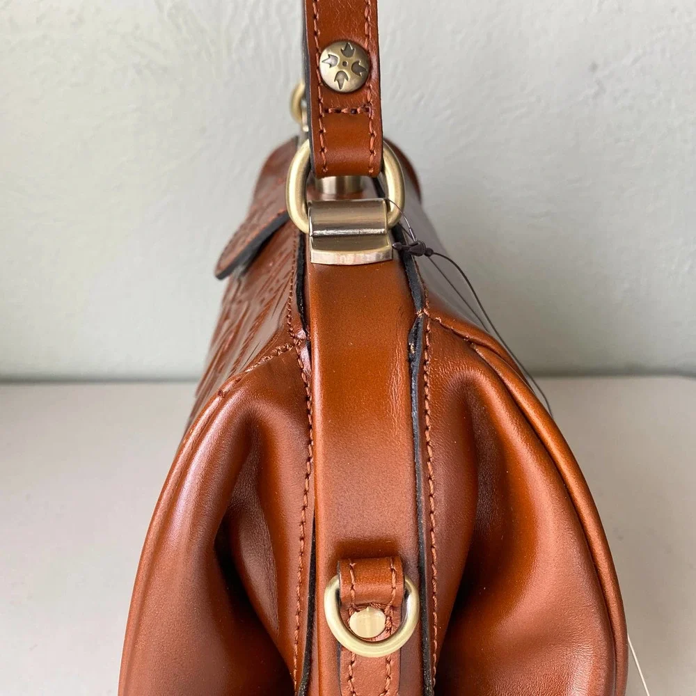 NWT Patricia Nash Gracchi Florence Tooled Leather Frame Satchel Brown P38407 - Picture 15 of 15